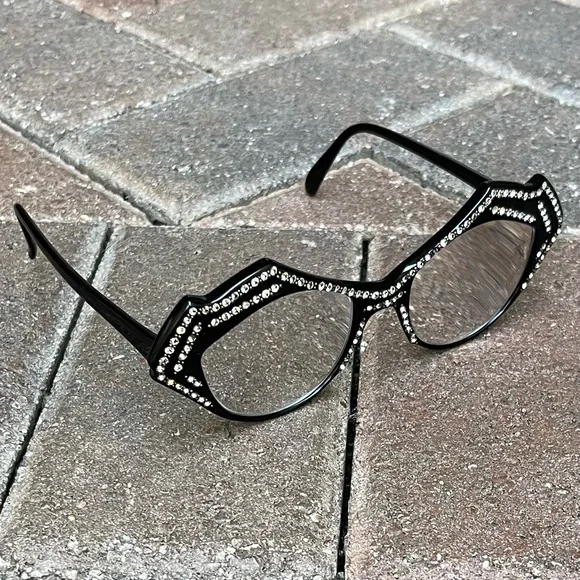 Vintage diamanté black eyeglasses